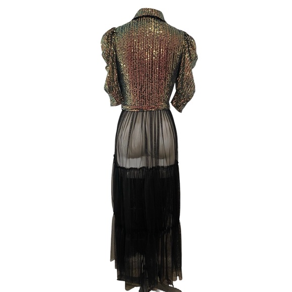 ❤️ Pastel Sequined Bodice x Tulle Gathered Saloon Skirt Maxi Dress - Picture 6 of 9